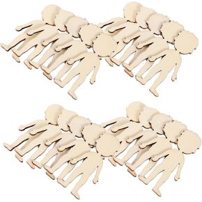 50Pcs Unfinished Wooden Figurine Cutouts Blank Wood Shapes for Crafts Diy Projects and Decorations for Painting and Personalization