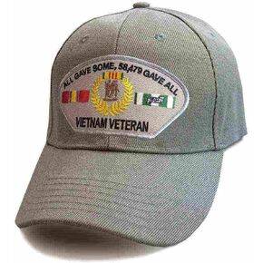 VetFriends.com Vietnam Veteran Hat with All Gave Some 58,479 Gave All Grey Patch