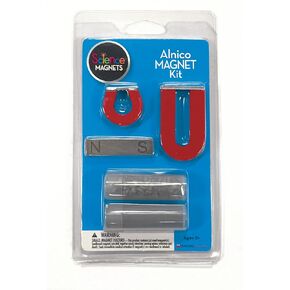Dowling Magnets Alnico Magnet Science Kit. Magnets for Kids Including 2 Horseshoe Magnets, 1 Bar Magnet, Iron Filings and Iron Shapes for Fun Science Experiments. Item 731009. Ages 8+