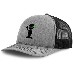Custom Richardson Trucker Hat Alien Peace Sign and Symbol Embroidery Polyester