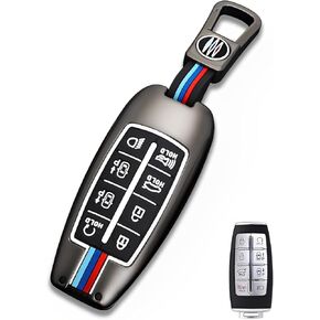 for Genesis Key Fob Cover Metal Remote Key Case Compatible for G80 GV80 GV70 G70 G90 Key Fob Holder Protector Shell (GNA6-Gray)