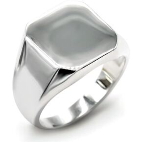 OHMMHO Solid 925 Sterling Silver Men's Ring Square Classic Simple Finger Rings for Men and Women Couples Wedding Ring Jewelry