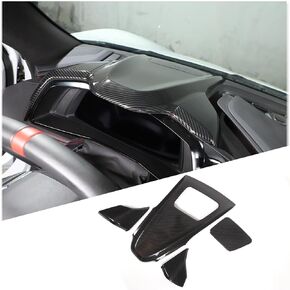 Interior Upper Dash Instrument Panel Cover Fit for Chevrolet Corvette C8 Stingray 2020-2024, ABS Center Console Upper Dash Board Trim Frame Decorative, 4PCS (Carbon Fiber Pattern Black)