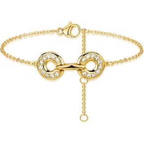 Fettero Gold Bracelet Chain 14K Gold Plated Dainty Minimalist Simple Boho Copper Jewelry Gift for Women Men
