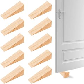 10 Pcs Wooden Door Stoppers, Wood Wedges, Non-Slip Wood Door Wedges for Bottom of Door, Triangle Wood Blocks for Chair Caning, Firefighter Door, Home, Office