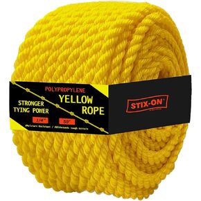 Polypropylene Rope 1,200 Ft – 1/4 Inch Twisted Nautical Rope – Oil Resistant Yellow Heavy Duty Rope Ideal for Boats, Dock – Increased Friction and Heat Resistance – High Tensile Strength Marine Rope