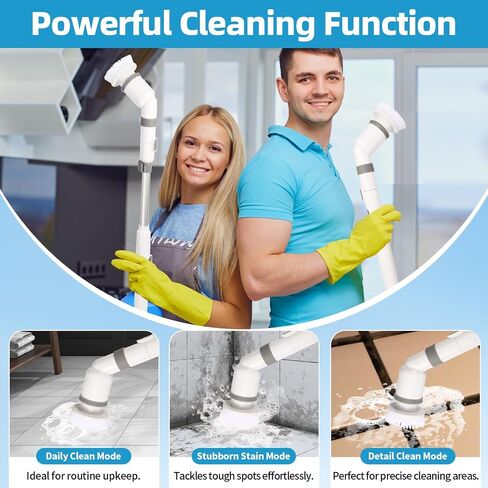Electric Spin Scrubber, 2024 New, with Self-Clean, 3 Cleaning Modes, 8 in 1 for Bathroom Cleaning, Shower Scrubber with Long Handle, Power Scrubbers for Tiles and Tubs, Shower Cleaner Brush Electric in Saudi Arabia