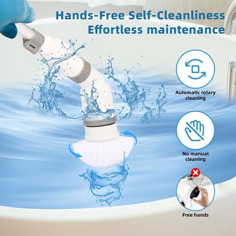 Electric Spin Scrubber, 2024 New, with Self-Clean, 3 Cleaning Modes, 8 in 1 for Bathroom Cleaning, Shower Scrubber with Long Handle, Power Scrubbers for Tiles and Tubs, Shower Cleaner Brush Electric in Saudi Arabia