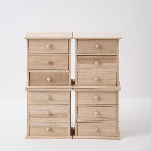 Xhqsulsclac) 4 قطع صندوق تخزين خشبي لسطح المكتب، 6.22 × 4.13 × 6.85 بوصة، تجميع ذاتي الصنع، لمسة نهائية طبيعية in Kuwait