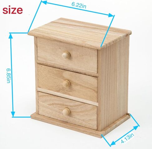 Xhqsulsclac) 4 قطع صندوق تخزين خشبي لسطح المكتب، 6.22 × 4.13 × 6.85 بوصة، تجميع ذاتي الصنع، لمسة نهائية طبيعية in Kuwait