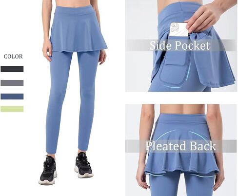 SPEED MATE Women Tennis Skirted Leggings with Pockets Athletic Pleated Skirts with Leggings Workout Active Golf Skort in Kuwait