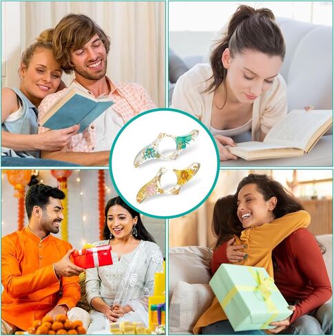 حامل صفحة الكتاب للقراءة، عبوتان من راتنج الزهور المجففة، إشارة مرجعية شفافة للإبهام، حامل صفحة الإبهام الشفاف، ملحقات كتب مخصصة هدايا لدودة الكتب، محبي القراءة، الطلاب، النساء in Saudi Arabia