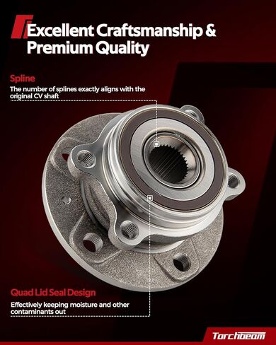 Torchbeam Front Wheel Hub Bearing Assembly 513294 x 2, Replacement for Altima 2007-2012, 5 Lugs, ABS System in Saudi Arabia