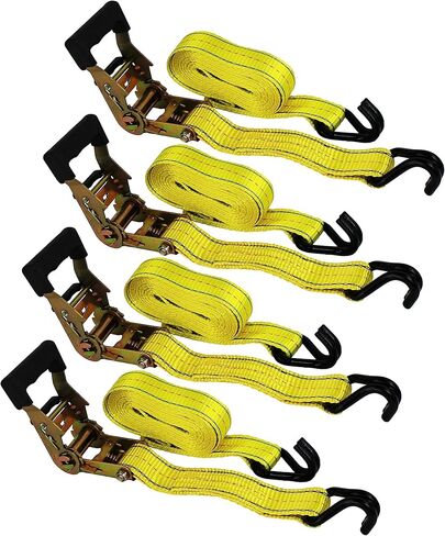 HFS(R) 4PC 1-1/2" x 15 ft Heavy Duty Ratchet Cargo Tie Down Straps 3000lbs Dual J-Hooks in Kuwait