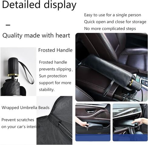 Carreno Car Sun Shade Windshield Umbrella, Upgraded Opening Design Foldable Car Windshield Cover, Reflective Sunshade for Car Front Window Block UV Rays and Heat, for Auto Sedan, SUV, Large in Saudi Arabia