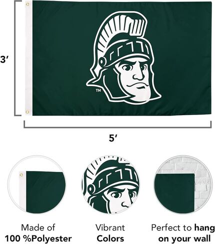 Desert Cactus Michigan State University Flag Spartans MSU Flag Banners 100% Polyester Indoor Outdoor 3x5 feet Flags (Style 5) in Saudi Arabia