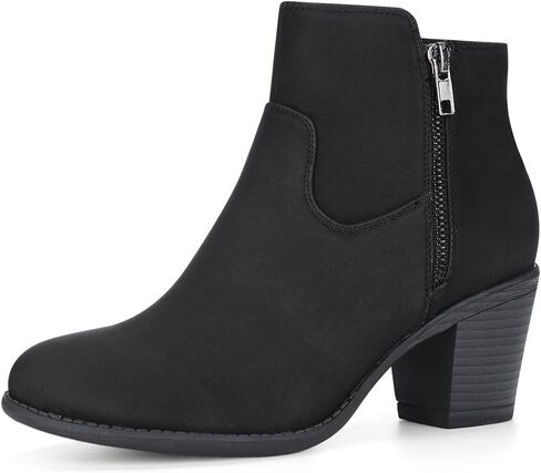 Allegra K Women's's Low Chunky Heel Side Zipper Ankle Booties in Kuwait