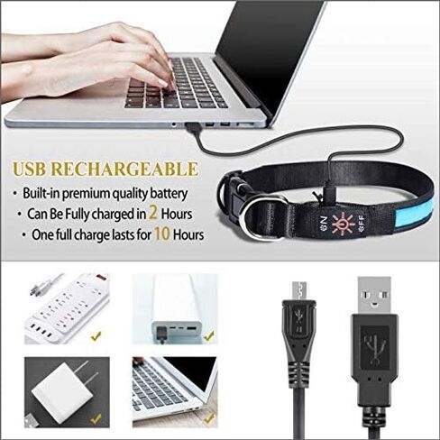 طوق كلب LED، طوق حيوانات أليفة قابل لإعادة الشحن عبر USB قابل للتعديل مع وميض ثابت/ضوء ستروب، ضوء طوق كلب مقاوم لرذاذ الماء للكلاب الصغيرة والمتوسطة والكبيرة (M (15.8 بوصة ~ 20.5 بوصة)، أخضر) in Kuwait