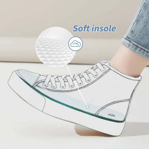 Uoidru High Top Sneakers for Women Canvas Shoes White Canvas High Tops Women Casual Shoes Lace Up Fashion Sneakers in Saudi Arabia