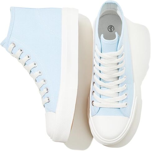 Uoidru High Top Sneakers for Women Canvas Shoes White Canvas High Tops Women Casual Shoes Lace Up Fashion Sneakers in Saudi Arabia