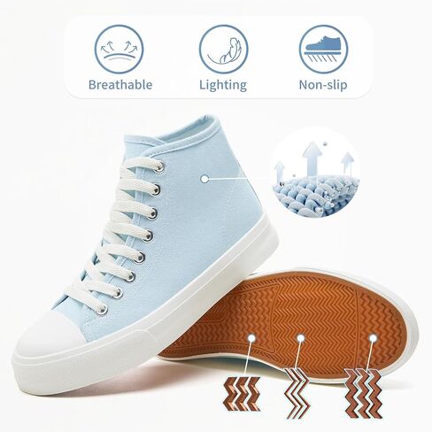Uoidru High Top Sneakers for Women Canvas Shoes White Canvas High Tops Women Casual Shoes Lace Up Fashion Sneakers in Saudi Arabia