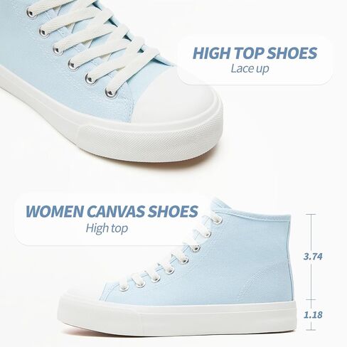 Uoidru High Top Sneakers for Women Canvas Shoes White Canvas High Tops Women Casual Shoes Lace Up Fashion Sneakers in Saudi Arabia