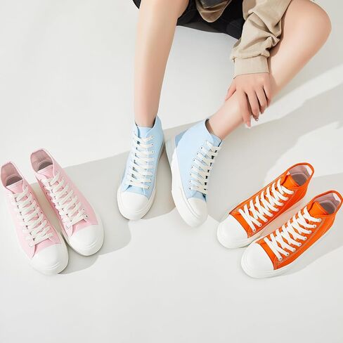 Uoidru High Top Sneakers for Women Canvas Shoes White Canvas High Tops Women Casual Shoes Lace Up Fashion Sneakers in Saudi Arabia