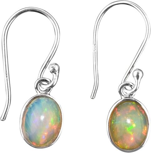 Natural Real Ultra Fire Ethiopian Opal Stone Dangle Drop Earrings for Women, October Birthstone, Bridal Handmade Wedding Jewelry Gift for Brides, 925 Sterling Silver Earrings for Gifts in Saudi Arabia