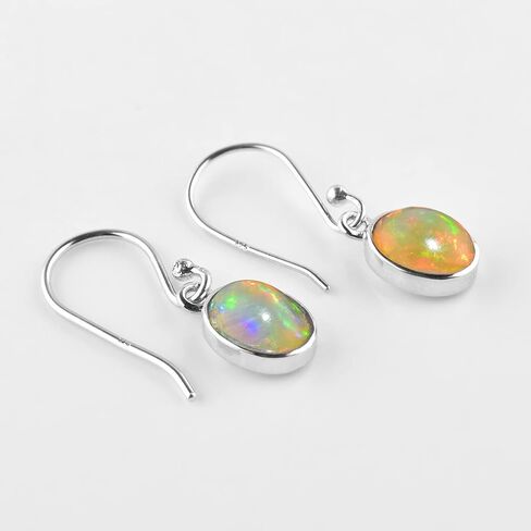 Natural Real Ultra Fire Ethiopian Opal Stone Dangle Drop Earrings for Women, October Birthstone, Bridal Handmade Wedding Jewelry Gift for Brides, 925 Sterling Silver Earrings for Gifts in Saudi Arabia