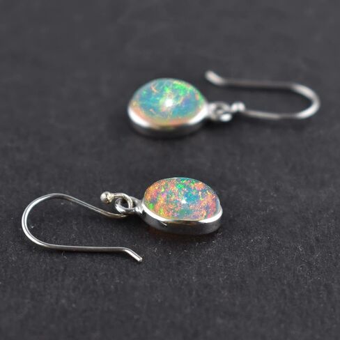 Natural Real Ultra Fire Ethiopian Opal Stone Dangle Drop Earrings for Women, October Birthstone, Bridal Handmade Wedding Jewelry Gift for Brides, 925 Sterling Silver Earrings for Gifts in Saudi Arabia