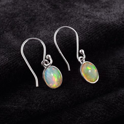 Natural Real Ultra Fire Ethiopian Opal Stone Dangle Drop Earrings for Women, October Birthstone, Bridal Handmade Wedding Jewelry Gift for Brides, 925 Sterling Silver Earrings for Gifts in Saudi Arabia