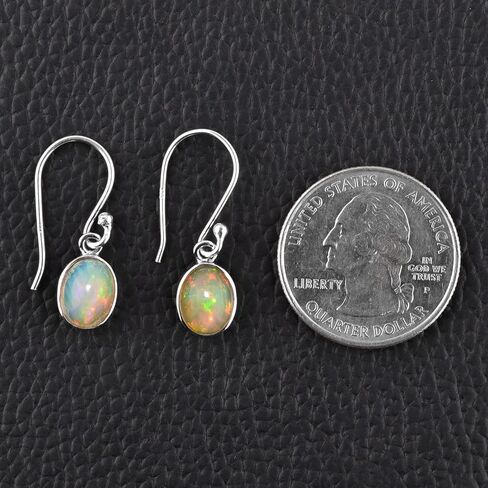 Natural Real Ultra Fire Ethiopian Opal Stone Dangle Drop Earrings for Women, October Birthstone, Bridal Handmade Wedding Jewelry Gift for Brides, 925 Sterling Silver Earrings for Gifts in Saudi Arabia