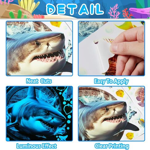 3D Jellyfish Fish Wall Stickers Glow in The Dark, Ocean Animals World Removable Decals for Kids Room Decor, Luminous Vinyl Stickers for Ceiling (Blue) in Saudi Arabia
