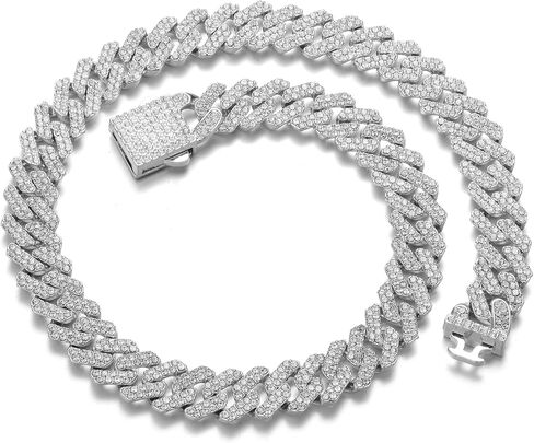 HIPBLING Cuban Link Chain for Women Diamond Miami Cuban Choker Necklace 12mm Pink Crystal Iced Out Chain Bling Hip Hop Jewelry for Womens Gift in Saudi Arabia