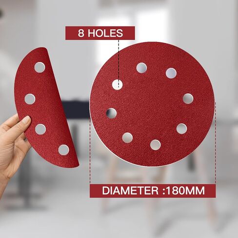 20 Pcs Sanding Discs,7 Inch/8 Hole Sandpaper Set,2 * 40/60/80/100/120/150/180/230/240/400 Sanding Pads for Drywall Sander Long Neck Sander in Saudi Arabia