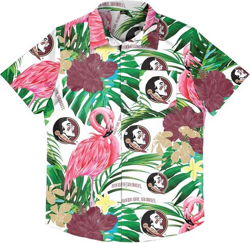 FOCO Men's NCAA College Team Logo Floral Aloha Tropical Button Up Shirt in Saudi Arabia