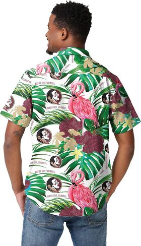 FOCO Men's NCAA College Team Logo Floral Aloha Tropical Button Up Shirt in Saudi Arabia