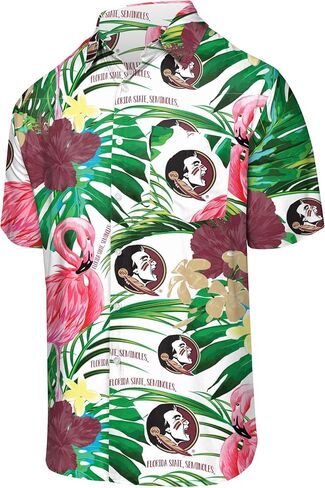 FOCO Men's NCAA College Team Logo Floral Aloha Tropical Button Up Shirt in Saudi Arabia