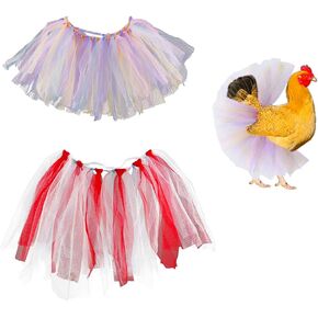2 Pack Chicken Tutu Skirt mesh Skirt Princess Dress Hen Decoration Feather Protector (Large: Colors May Vary)