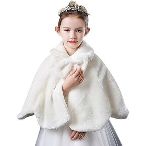 Girls Wrap Shawl Kids Faux Fur Princess Cape Winter Soft Warm Shurg for Wedding Christmas Party Costume Dress Up