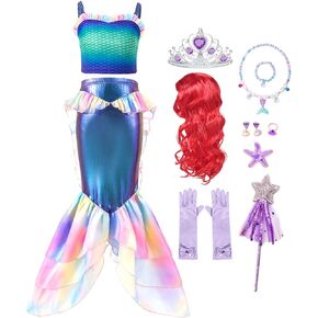 زي iTVTi Little Mermaid Ariel لأزياء Grils Halloween فستان الأميرة التنكري مع الملحقات in Kuwait