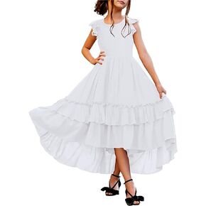 First Communion Dress Flower Girl Dress Lace Boho Ruffle Sleeve A-Line Formal Dresses for Wedding Party Dress