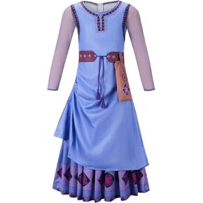Lukyamzn Wish Cosplay Asha Princess Dresses, Kids Retro Halloween Party Cosplay Suit, Girls Stage Gown Dresses
