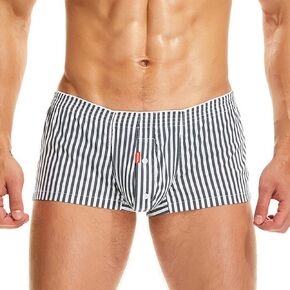 Faringoto Men's Cotton Low Rise Plaid Stripe Pants Casual Shorts Underwear(S-XXL)