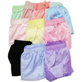 POPPIP 6 pcs Hip 48-52 inches Sheer Nylon with lace granny Brief Underwear woman silk panty high full waist plus size smoothing coverage giant adult elderly