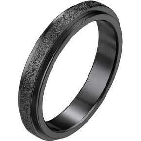 Stainless Steel Band Rings for Men Women Rotatable Fidget Spinner Rings Sand Blast Finish Wedding Bands(Send Gift Box)