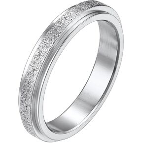 Stainless Steel Band Rings for Men Women Rotatable Fidget Spinner Rings Sand Blast Finish Wedding Bands(Send Gift Box)