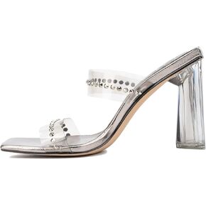 NY & C - New York & Company Zeta Emb للنساء من Lucite Mule كاجوال، صنادل، مقدمة مربعة، نعل خارجي مطاطي in Kuwait