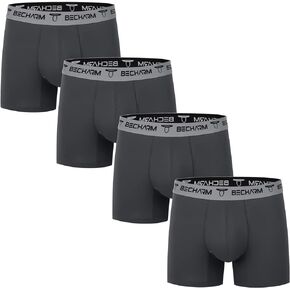 BECHARM Men’s Cotton Trunks Breathable Boxer Briefs Short Leg Underwear Soft Stretch Underpants No Fly 4 Pack