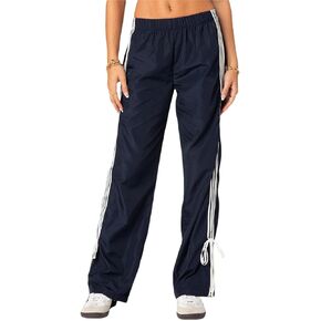 Women 's Parachute Pants Elastic Waist Baggy Wide Leg Track Pants 80s Y2K Side Bow Tie Cargo Pants Jogger Sweatpants